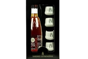 Pack regalo de licor de bellota sin alcohol con vasitos de Beso Extremeño