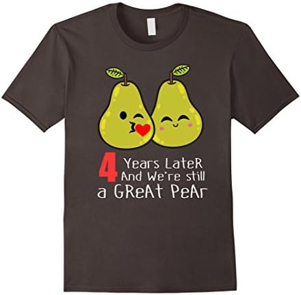 Men's 4th Wedding Anniversary Shirt Gifts Funny Couples T-shirt 2XL Asphalt