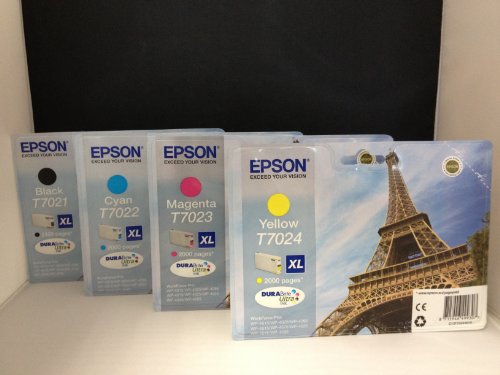 Original XL Druckerpatronen Epson für Workforce PRO WP 4535 DWF (T7021,T7022,T7023,T0724) Multipack Tintenpatronen