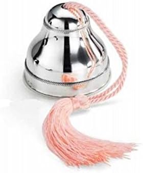 Varotto Alfredo SILVER CARILLON BELL WITH PINK DRAWSTRING - cod. 88.X01006M - L. 8 cm - W. 8 cm - H. 8 cm - Ø8 cm by Varotto &amp; Co.