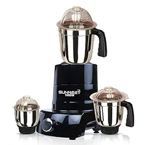 Sunmeet Black Color 1000Watts Mixer Juicer Grinder with 3 Jar (1 Large Jar, 1 Medium Jar and 1 Chuntey Jar)(SM_1000W_Pstg-Blk_3J_MG18-MA) Make in India