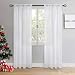 Produktbild BGment Vorhäng weiß Sheer Stern 2 Stücke Voile mit Stangendurchzug Transparenter Gaze Gardine Wohnzimmer Schlafzimmer 2 Stück (2X H 182 X B 117cm,weiß)