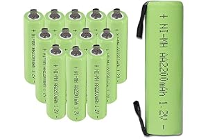 CITYORK 1,2 V Ni-MH 2 200 mAh platt topp uppladdningsbara AA-batterier med flikar, hög kapacitet designad för batteripaket, 1