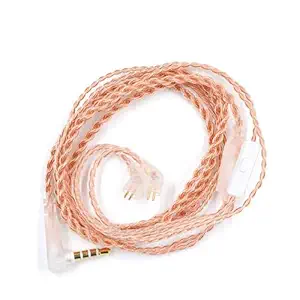 KZ Earphone Cable 2 Pin 0.75mm Replacement Cable Audio Wire 3.5mm Plug for KZ ZSN Headphone Accessories (With Mic, 2 PIN 0.75MM (Type B))