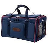SACO DE TRANSPORTE DE PERROS Y GATOS CON COJÍN DE SUELO DESMONTABLE Y TABLERO DURO - Este transportador de mascotas está hecho de material resistente, liviano e impermeable de nylon y malla, el aspecto lujoso y de moda captará la atención de su mascota a primera vista, está equipado con un forro polar desmontable y un tablero duro para facilitar la limpieza y evitar el pandeo inferior