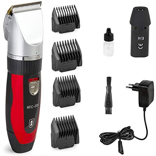 Rasoio elettrico professionale - Taglia/Regola- Capelli e Barba, Acciaio inox e Oro 24k - Con 4 Adattatori, Funzionamento a Corrente o Batteria