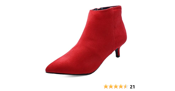 red ankle boots kitten heel