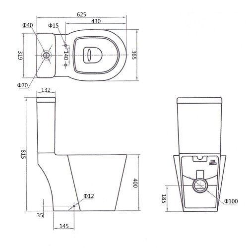 Modern White Ceramic Toilet Close Coupled Pan & Cistern Bathroom Set CT21