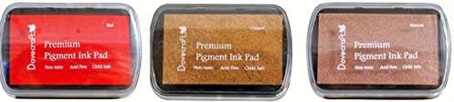 Ink PadsPremium Pigment Fast Drying - Pack of 3 Colours Red, Copper and Natural