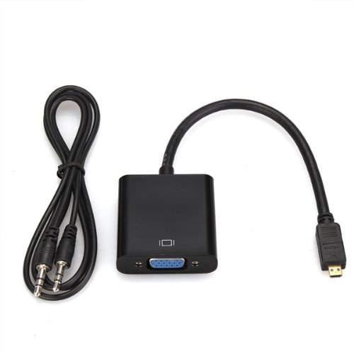 fitTek Micro HDMI zu VGA Adapter Kabel Konverter mit Audio-Kabel Schwarz