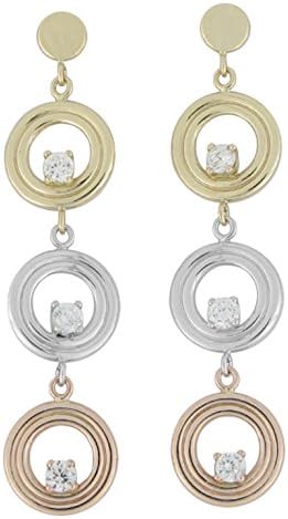 Earring Gold Tricolour with Zirconia Stones Closure in Pressure.