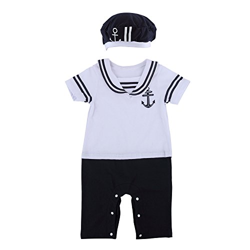 Baby Boy Sailor Romper Wedding Christening Party Outfit Suit Soft Jumpsuit Tuxedo Birthday Gift(3-6 Months)
