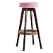 Produktbild SEEKSUNG Stuhl, Bar Bequeme Holzhocker mit Fußrasten & Rundsitzrosa Pu Teppich Durable-1002,74Cm