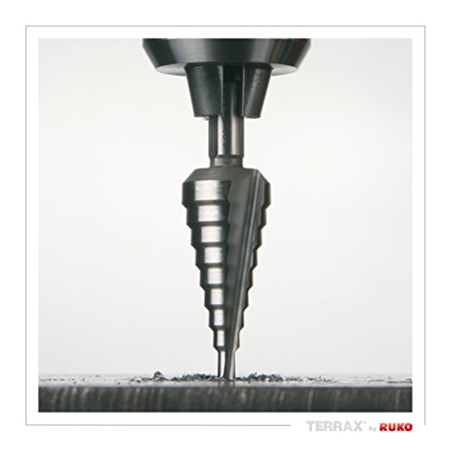 TERRAX by RUKO 3-teiliger Stufenbohrer-Satz HSS gerade genutet, in den Größen 0/9, 1, 2 in stabiler, praktischer Kunststoffkassette, 1 Stück, A101126RO - 5