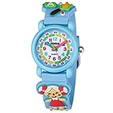 KZKR Kinderuhr Mädchen Armbanduhr Quarz Analog 3D Lernuhr Süße Hase Mädchenuhr Blau KW105