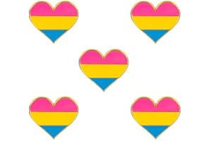 SINWINKORI Pack of 5 Pansexual Pride Heart Shape Badge Brooch Enamel Lapel Pin, Metal