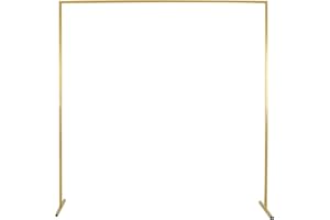 XJYMCOM Rectangle Wedding Arch 6.56ft Metal Garden Arch Wrought Iron Wedding Arch for Climbing Plants Roses Indoor Outdoor for Backyard Lawn Patio Courtyard Wedding Decorations(Gold)