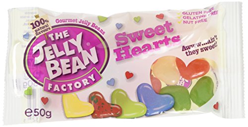 The Jelly Bean Factory Sweet Hearts, 50 g Sachet, Pack of 8