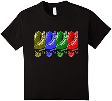 Kids Four Color Roller Skates Rollerskates T-shirt 8 Black