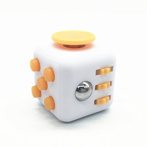 CHIRISEN Fidget Cube Relieves Stress And Anxiety for Children and Adults Anxiety Attention Toy (White Orange)