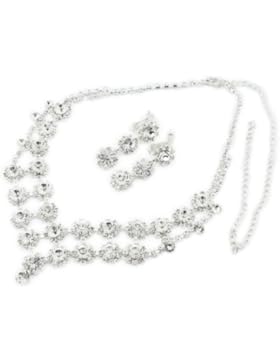 Brautschmuck Schmuckset Kette Ohrringe Ohrstecker Collier Set Strass Hochzeit XL001