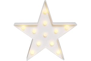 GUOCHENG Lovely Star LED Night Light Battery Operated LED Marquee Sign Decorative Table Lamps for Baby Children Bedroom Nursery Christmas Birthday Party(White)