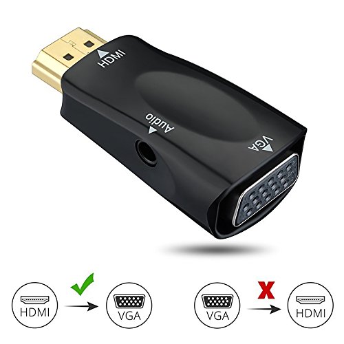HDMI auf VGA, Splaks Vergoldete 1080P HDMI auf VGA Adapter Konventer Stecker mit Audio Übertragung für PC, Laptop, DVD, Desktop, Ultrabook, Notebook, Macbook Pro, Chromebook usw. – Schwarz - 3