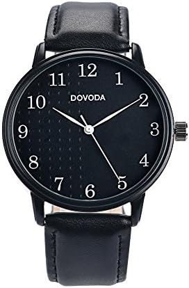 Dovoda Watches for Men Quartz Analogue Classic Business Casual Men Watches Black Leather Band (279b)