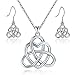 Produktbild ONEBUYONE 925er Sterling Silber Set Keltischer Knoten Anhänger Halskette Ohrringe Set Entdecken Sie Ihre schönen Herzen Schmucksets mit 18"Kette