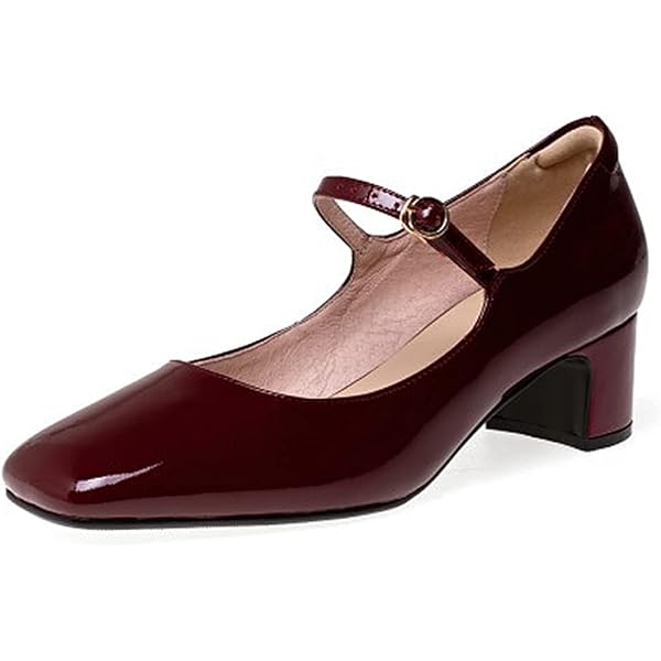 Lujosos Zapatos De Tacón De Charol Color Burdeos Para Mujer
