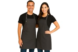 Didart Handmade Delantal de cocina hombre mujer (2 unidades) – Poliéster antihumedad con ajuste al cuello y 3 bolsillos – Protege contra manchas en barbacoa, cocina en casa o restaurante profesional