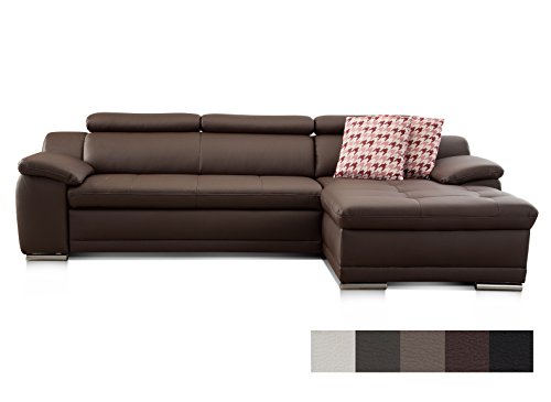 CAVADORE Ecksofa Aniamo mit XL-Longchair rechts/Inkl. verstellbarer Kopfteile und Wellenunterfederung/Sitzecke für Wohnzimmer in Kunstleder / 270 x 80 x 165 / Kunstleder braun CAVADORE Ecksofa Aniamo mit XL-Longchair rechts/Inkl. verstellbarer Kopfteile und Wellenunterfederung/Sitzecke für Wohnzimmer in Kunstleder / 270 x 80 x 165 / Kunstleder braun