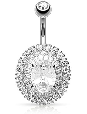 Paula & Fritz® Bauchnabelpiercing aus Edelstahl Chirurgenstahl 316L 14 Karat vergoldet silber gelbgold Anhänger...