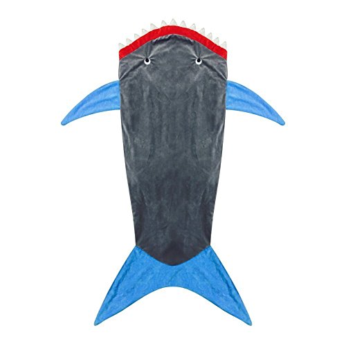 Luxugen Shark Tail Blanket Snug Rug Throw Blanket, 56 x 21 Inches Plush Fleece Blanket for Kids, Grey