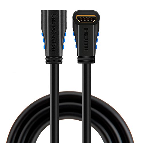 HDMI 2.0 Verlängerungskabel, cablecreation 6 Füße nach unten Winkel 90 Grad 4 K (60Hz) HDMI Kabel 2.0 männlich zu weiblich, 3D-Video, Ethernet, Audio Return Channel, schwarz - 3