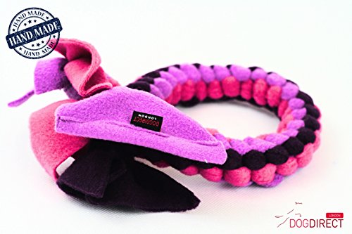 DOG-RING-TUG-TOY-Tugger-Tug-Chase-Rope-SMALL-15cm6in-LARGE-25cm10in-HAND-MADE-Soft-plaited-Flexible-FLEECE-DOG-RING-TOY-IN-VARIOUS-COLOURS-SIZES-Ideal-FOR-TRAINING-or-for-PUPPY-PLAY-High-QUALITY-Hand-