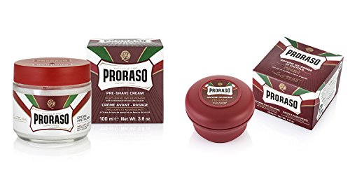 Proraso Red Sandalwood and Shea Butter Shaving Soap Tub and Pre Shave Cream Twin Pack