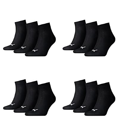 Puma 12 pair Sneaker Quarter Socks Unisex Mens & Ladies, Farben:200 - black, Socken & Strümpfe:47-49