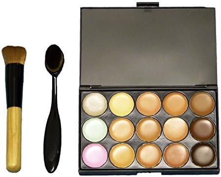 Cadscove® TM 15 Shades Colour Concealer Makeup Palette Kit Make Up Set with Cosmetics Oval Make up With Toothbrush Makeup Brush and Bamboo Brush