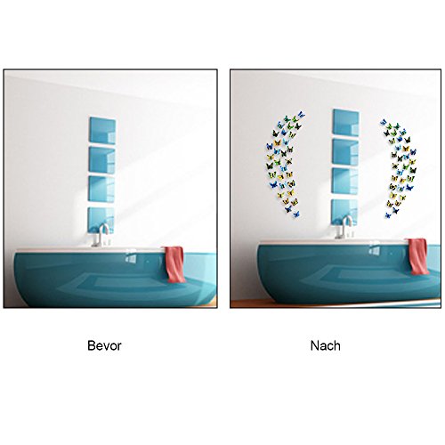 Faburo 78pcs 3D Deko Schmetterlinge Wandsticker Wandtattoo Aufkleber Gartendeko für Kinderzimmer Fenster Garten - 6
