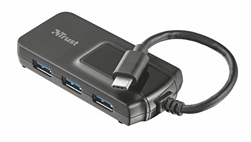 Trust 21319 Oila USB Typ C auf Standard USB 3.1 Gen 1 Hub mit 4 Ports (Typ A) schwarz