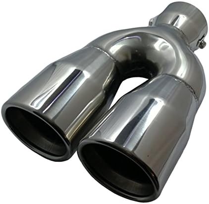 Cartuner® Exhaust Tail Pipe Round 76 mm in Stainless Steel Sports Exhaust 38 cm) Absorber 55 mm