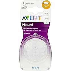 Philips Avent - SCF654-27 - Lot de 2 tétines Natural 6m+, débit rapide