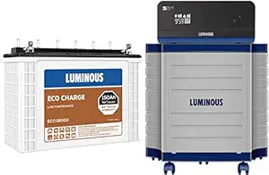 LUMINOUS Eco Charge ECO18000 150Ah Tall Tubular Inverter Battery with Zelio+1100 Inverter with TX100L Trolley Tubular Inverter Battery (150Ah)