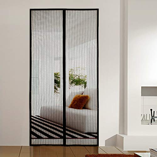 Preisvergleich Produktbild Fliegengitter Tür Moskitonetz Tür Insektenschutz 100x210CM - Magnet Vorhang für Balkontür Wohnzimmer Terrassentür, Klebmontage ohne Bohren (Schwarz)