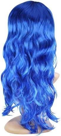 Fashion Long Wavy Curly Cosplay Party Fancy Dress Fake Hair Wig/Wigs - 8 Colors- Brown / Red / Pink / Gold / Black / Blonde / Purple / Blue - Length: Approx 50cm/19" (Blue)