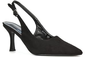 ESSEX GLAM Women's Court Shoes Slingback Ladies Spointed Toe Evening Party Classic Stiletto High Heel Closed Toe Pumps Size 3-8