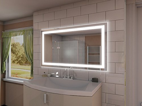 Badspiegel mit Beleuchtung Portau M106L4: Design Spiegel für Badezimmer, beleuchtet mit LED-Licht, modern – Kosmetik-Spiegel Toiletten-Spiegel Bad Spiegel Wand-Spiegel - 5