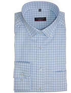 eterna Hemd Modern Fit Button Down blau / weiss Karo - 8847 / 12 X193