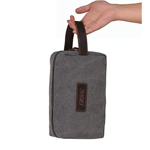 S-ZONE Canvas Kulturbeutel Reisen Organizer Shaving Dopp Kit Kosmetik Make-up-Tasche Aufbewahrungstasche - 5